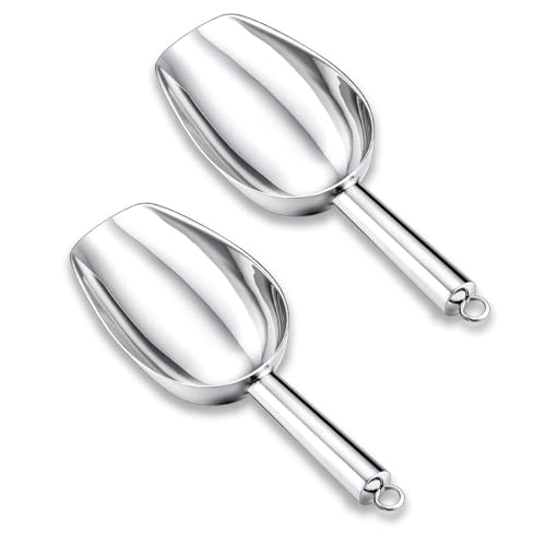 2 Pack Metal Dog Food Scoop 18 Oz With Loop, Large 11 Inch Stainless Steel Scooper