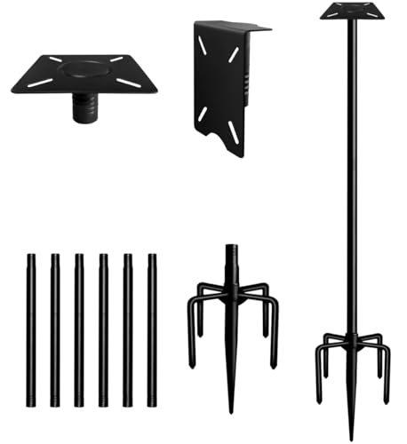 105 Inch Smart Bird Feeder Pole with 5-Prong Base, Adjustable Bird House Pole Mount Kit for Outdoors, Heavy Duty Bird Feeder Stand for Wild Birds Watching, Black - size: 105 INCH
