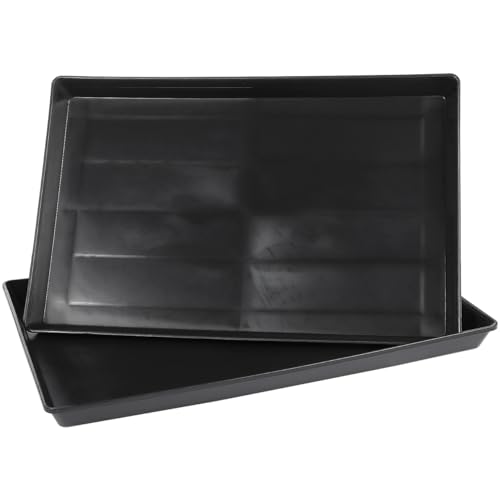 POPETPOP Dog Crate Tray Replacement : 2Pcs Plastic Replacement Tray for Dog Crate - Cage Bottom Pan for Potty Training, Easy to Clean, 17.29X11.20X1.18in (Black)