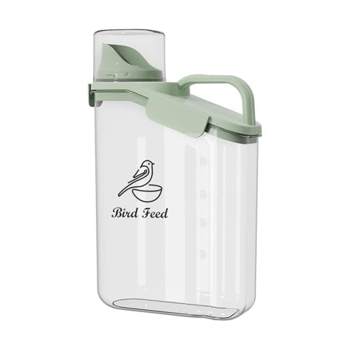 Bird Seed Storage Container Portable-3 Qt/2.8 L Clear Bird Food Container with Spout,Airtight Wild Bird Seed Dispenser for Storing Sunflower Seed|Squirrel proof|BPA Free-Green - color: Green