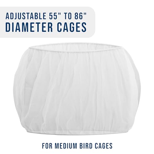 Universal Bird Cage Seed Catcher Universal Mesh Skirt Cover Stretchy Small Animal Cages Cover Pet Removable Durable Protector (White, Medium) - color: White, size: Medium
