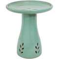 Sunnydaze Hand-Painted Ceramic Outdoor Bird Bath for Garden, 21” H, Seafoam | UV & Frost-Resistant Mineral Glazed Finish, 1 Gal Water Cap, Easy Assembly, Pedestal Bird Bath for Outside, Ceramic Birdbath