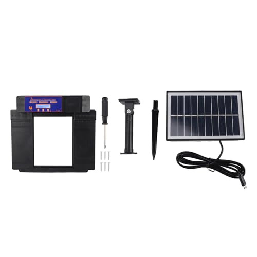 Automatic Chicken Coop Door Opener, Intelligent Double Open with Timer LED Display Solar Powered, with Anti Pinch Function, for Chickens Ducks Geese Poultry (Black) - color: Black