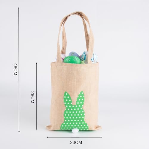 9 Pcs Easter Burlap Bags,Bunny Gifts Bags with Handles,Easter Jute Basket Goody Bags,Reusable Grocery Candy Bag Gifts for Easter Egg Hunt Party Supplies