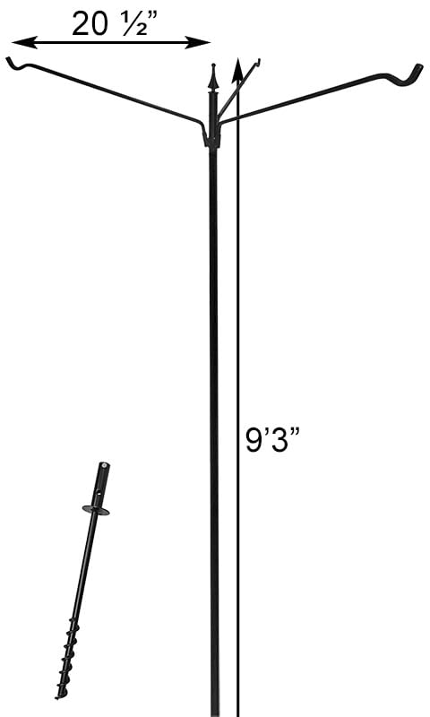 Erva Six Piece Pole Kit with Four Extended Arms, Black, 9'3""