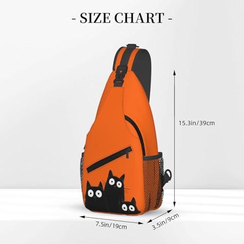 Black Cat Sling Bag for Women, Crossbody Bag Orange Cute Cat Sling Backpack for Men, Casual Shoulder Bags Lightweight Gym Outdoor Sports Travel Hiking Fishing Daypack - color: Black Cat