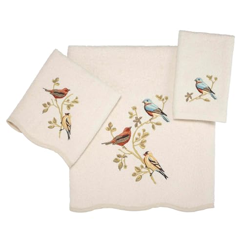 Avanti Linens - 3pc Towel Set, Soft & Absorbent Cotton Towels (Premier Songbirds Collection)