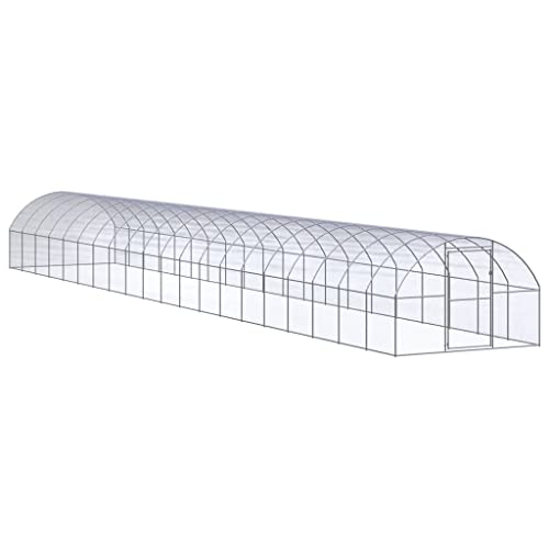 Galvanized Steel Chicken Coop 9.8×9.8×6.6 ft Metal Poultry Run with Extension Frames Weather Resistant for Chickens Ducks Pets - color: Silver-B, size: 9.8 x 9.8 x 6.6 ft (W x L x H)