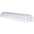 Galvanized Steel Chicken Coop 9.8×9.8×6.6 ft Metal Poultry Run with Extension Frames Weather Resistant for Chickens Ducks Pets - color: Silver-B, size: 9.8 x 9.8 x 6.6 ft (W x L x H)