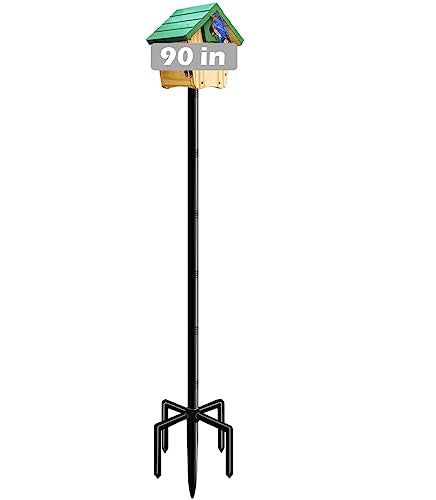90 Inch Bird House Pole Mount Kit, Adjustable Heavy Duty Bird Feeder Pole for Outdoors, Universal Mounting Post Set with 5-Prong Base, Black, 1 Pack - size: 90 INCH