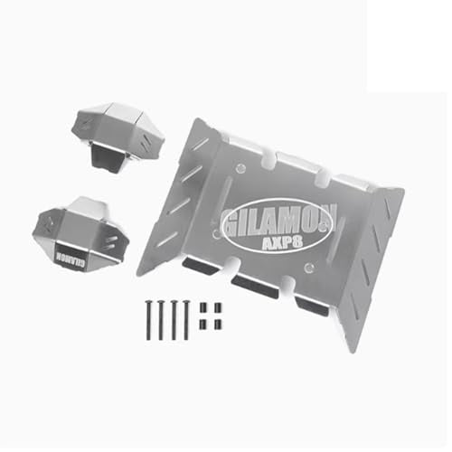 RC Stainless Steel Chassis Armor Front Centre Rear Protection Chassis Skid Plate for Axial 1/8 AXP8 Gilamon RC
