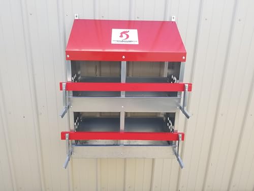 Duncan’s 4 Hole Chicken Nesting Box for Laying Hens, American Made Galvanized Steel Hen Nesting Boxes, Easy Assembly Poultry Nest Box for Chicken Coop, Heavy Duty Metal Design