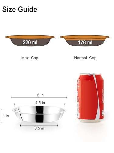 VENTION Stainless Steel Shallow Cat Food Bowl 5 Inch, Mini Whisker Fatigue Cat Food Dish 7.4 Fl.oz, Replacement Basic Kitten Bowls Bulk for Elevated Stand, Dishwasher Safe (Set of 2) - size: 5 Inch-Outer Dia.