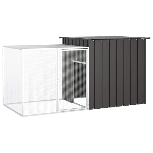 Chicken Coop Anthracite Galvanized Steel 78.7 x 35.8 x 39.4 in Outdoor Hen House Large Walk-in Chicken Run with Lockable Latch, Ventilation & Easy Assembly for Backyard Farm Garden - color: Anthracite