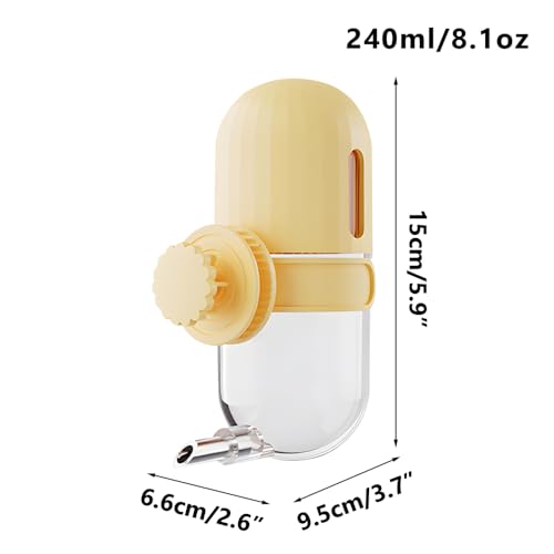 Bird Water Dispenser, 240ML Detachable Bird Drinking Bottle Automatic Birds Water Feeder for Small-Medium Parrots Budgies Lovebirds Parakeets Cockatiels - color: Yellow