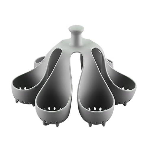 Eggs Boiler Rack, 6-Slots Silicone Egg Cooker with Anti-Scald Handle, Poached Egg Maker for Making Soft or Hard Boiled Eggs