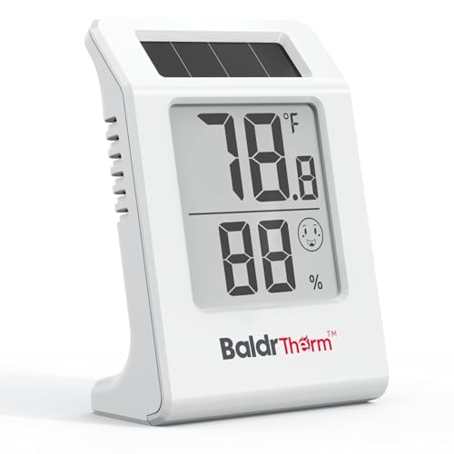 Digital Thermometer Humidity Gauge Meter | Solar-Powered 2.2" Indoor Temperature Humidity Monitor for Baby Rooms, Home, Office, and Wine Cellars, White, 1Pack - color: White 1pack