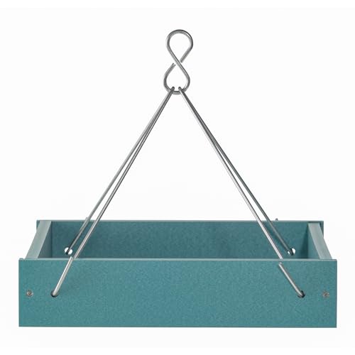 Birds Choice Small Hanging Platform Bird Feeder | Lake Blue | Recycled Plastic Tray with Draining Mesh Bottom, Made in USA, Welcomes a Variety of Wild Birds - color: Lake Blue