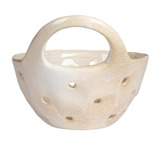 Creative Co-Op Set of 2 Cream Stoneware Colanders (Pack of 4) - color: Cream, size: Large/Small (Pack of 4)