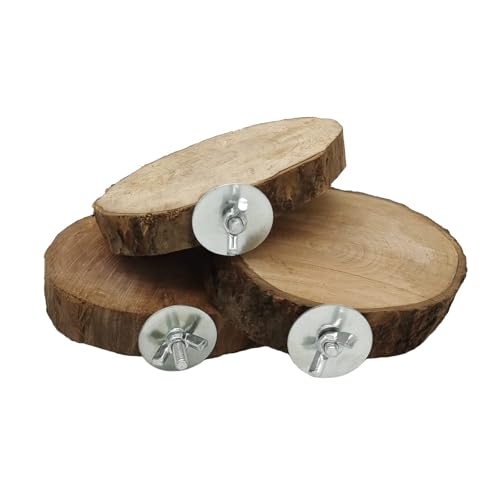 Hamiledyi Perch Platform for Bird Cage,Natural Round Wooden Stand Platform Bird Toy for Canary Parakeet Cockatiel Parrot Budgie Sparrow(3 Pcs) - size: 3.5in