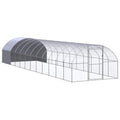 10x10x6.6ft Galvanized Steel Chicken Coop Large Metal Poultry Cage Outdoor Run Walk-in Hen House Pen for Backyard Chickens Ducks and Small Animals Silver - color: Silver-K