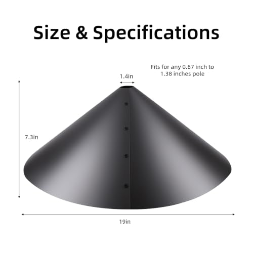 19 Inch Squirrel Baffle, Large Squirrel Proof Cone Guard Blocker, Outdoor Pole Mount Squirrel Deterrent for Bird Feeder Pole & Bird House, Wild Bird Feeder Accessories