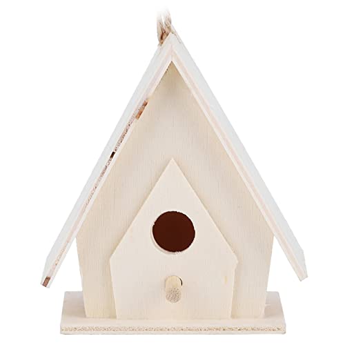 Mini Hanging Wooden Bird House, Platane Wood Bird Cage, Hanging Ropes Cage with Decorative Function, Ideal for Garden, Courtyard Decor & Outdoor Balcony