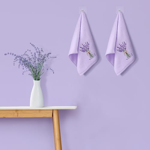 SmoothNovelty 2 Pcs Lavender Hand Towels Purple Bathroom Decor 14x29 Inch Embroidered 100% Cotton Soft Absorbent Spring Summer Decorative Hand Towels for Bathroom Kitchen - style: Lavender