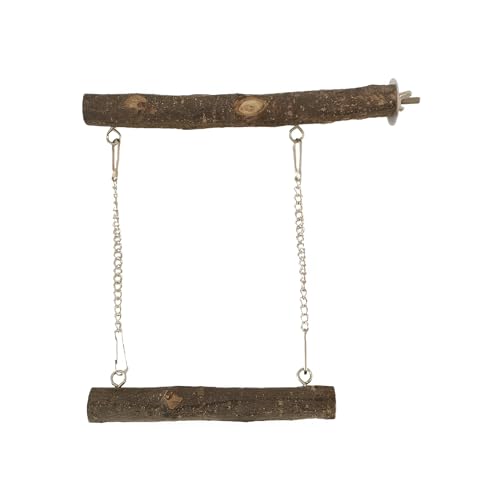 Bird Swing Parrot Perch Stand, Natural Wood Parrot Cage Toys | For Parakeet Cockatoo Budgie Lovebirds Cockatiel, Small Animal