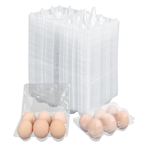 150 Pack Half Dozen Egg Cartons Bulk, 2x3 Grip, Clear | Plastic Chicken Egg Holders, Egg Tray Carton Holder for Home, Egg Storage Solution, 6 Grids(Medium Size) - color: 6 Grids