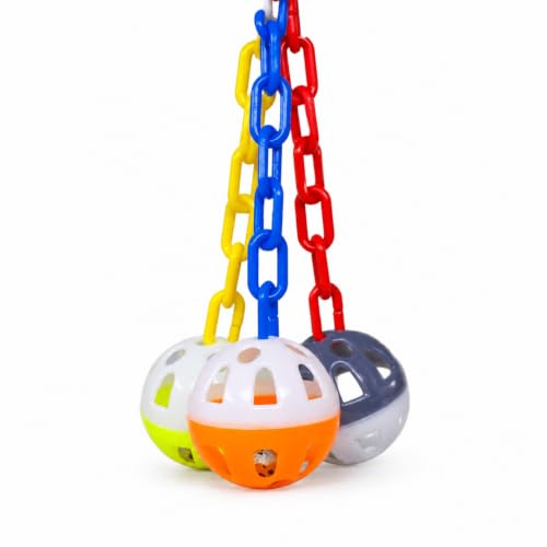 Bonka Bird Toys 1467 Ball Clanger Plastic Colorful Noisy Rattle Parrot Cage Toy Parrotlet, Parakeet, Budgie, and Similar Breeds