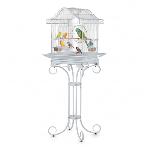 58 Inch Vintage Scrolled Bird Cage - Heavy Duty Wrought Iron (25Lbs) with Non-Toxic Coating - Elegant Victorian Style for Cockatiels, Parakeets, Finches & Lovebirds
