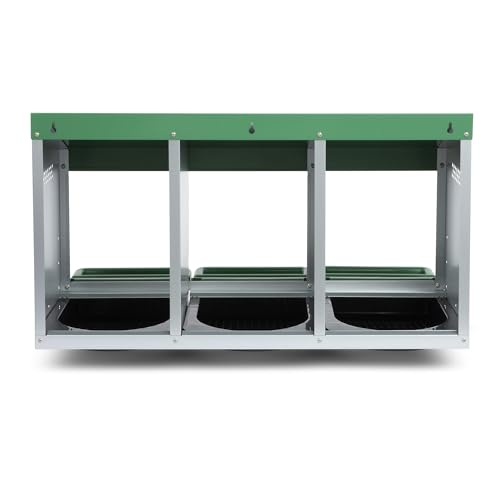 Homestead Essentials Classic Style 3 Compartment, Forward Rollout & Rollaway, Hen & Chicken Nesting Box with Integrated Perch and Protective Egg Laying Collection Lids - size: 3 Compartment