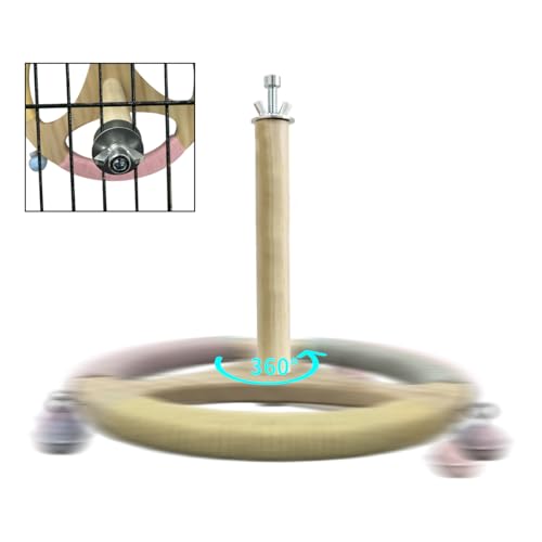 Bird Stand Perch Toy,Wooden Spinning Turntable Parrot Toy，Exercise Spinning Parakeet Toys for Birds Cage Accessories