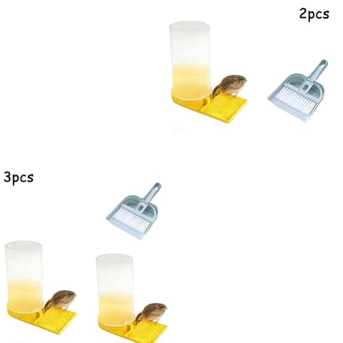 Large Capacity Quail Water Feeder with Small Cleaning Brush,Button Quail Supplies for coturnix cage,Baby Chick Water Feeder for Poultry Starter,Universal for Baby Chicks/Baby Birds(3pcs)