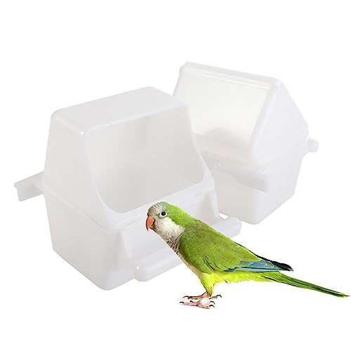 2Pcs Small Bird Slot Feeder No Mess Parakeet Cage Hanging Feeder Plastic Food & Water Dispenser Bowl