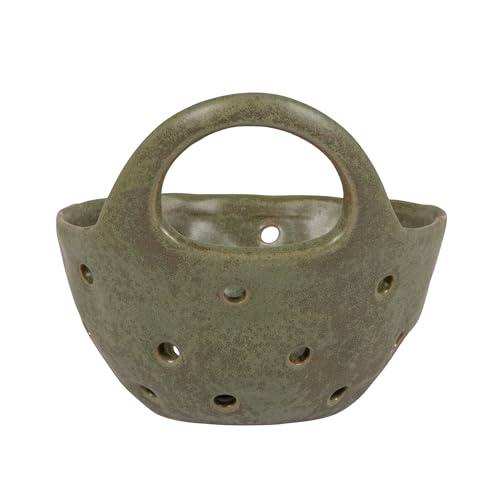 Creative Co-Op Set of 2 Green Reactive Glaze Stoneware Colanders - color: Green, size: Large/Small