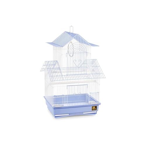 HomeStock Rustic Retreat Bird Cage with Natural Wood Accents, Durable Metal Construction, Spacious Interior, and Comfortable Features for Birds' Light Blue - color: Light Blue
