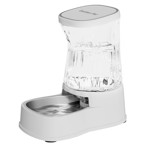 Gardner Pet Automatic Dog Water Dispenser Gravity Stainless Steel Water Waterer Feeder, Large Capacity Water Feeding Bowls for Medium & Large-Sized Dogs Cats Other Pets -(2.1 Gallon) - color: White, size: 2.1 Gallon