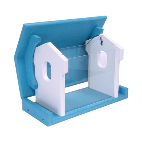 Bluebird Feeder - Poly Lumber - Hanging Blue Bird Feeder for Mealworms (Aruba Blue and White) - color: Aruba Blue and White