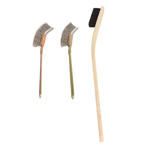 Jeanoko Long Handle Bird Cage Cleaning Brush Medium Hardness for Daily Use Bamboo and Stainless Steel 3 Sizes Included