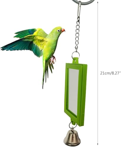 1Pc Random Color Pet Bird Mirror with Bell Interactive Parrot Toys for Budgies Parakeets Conures