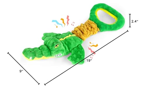 Large Dog Toys, Plush Squeaky Dog Toy with Crinkle Paper and Tug of War Handle, Interactive Puppy Toys for Small, Medium and Large Dogs - color: Green01