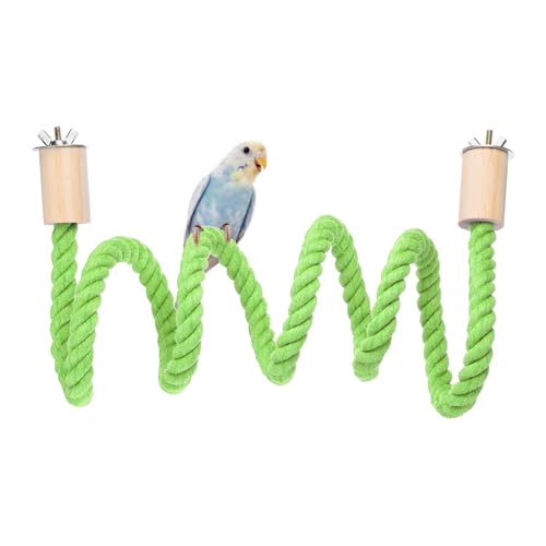 Bird Rope Perch Swing, Stand Rope Perch Standing Pole Accessory Climbing Swing Paw Grinding 47 Inch, (Light Green) Intended for Parrot/Parakeet/Budgies/Cockatiels/Lovebirds - color: Light Green, size: 47 Inch