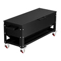 120lb Large Capacity Automatic Metal Chicken Feeder, Heavy Duty Gravity Chicken Feeder Box with Weatherproof Lid Brake Casters,Portable Chicken Feede No Waste Poultry Feeder for Ducks, Geese