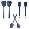 U-Taste 2PCS 13.6in 600ºF Silicone Turners & 2PCS 11.38in Flat/Spoon Spatulas & 600ºF Silicone Spoons (Midnight Blue)