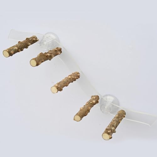 Suction Cup Wood Bird Perch for Windows and Showers, 3.94 x 14.96 in Parrot Stand for Small and Medium Birds
