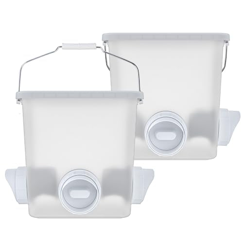 Automatic Chicken Feeder Chicken Feed Container Hanging Chicken Feeder Rainproof Poultry Feeder Bucket (Frosted) - color: Frosted