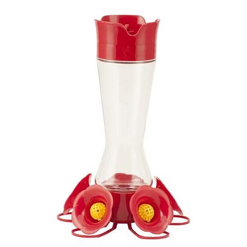 Perky-Pet Favored Pinch-Waist Glass Hummingbird Feeder, 16 oz Capacity | Built-in Ant Moat & Bee Guard for Prevention Against Bees, Wasps, Ants, 5 Feeding Ports with Perches, Garden Décor - style: 1 Feeder
