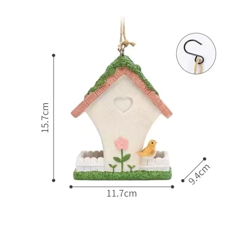 Bird Feeder House,Outdoor Hanging Bird's Nest, Hummingbird Houses,Wooden Fence Design, Butterfly and Bird Accents,Outdoor Hanging Design (Floral Pattern) - style: Floral pattern
